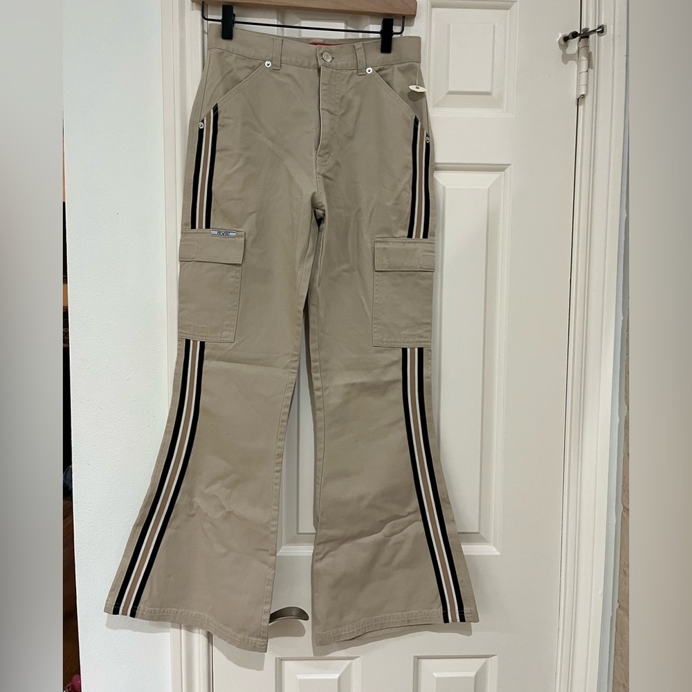 Revolt NWT Beige Cargo Flare Pants 14 inch waist